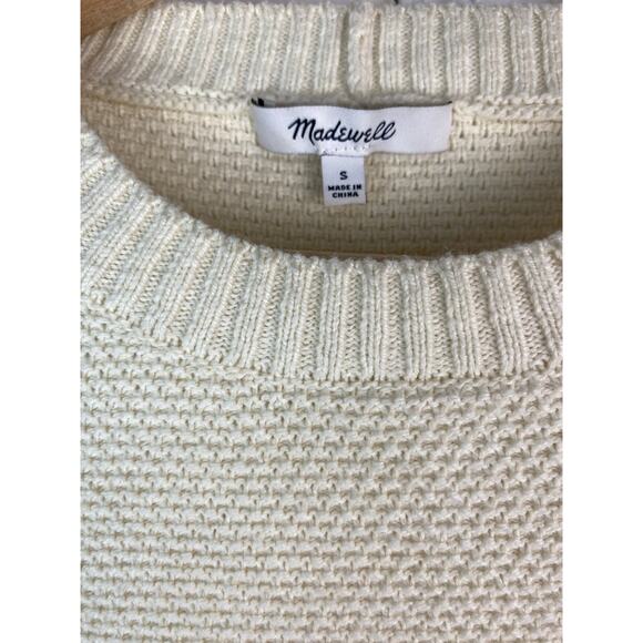 Madewell Women's S Cream Textured Lightweight Cotton Blend Sweater - Picture 2 of 5